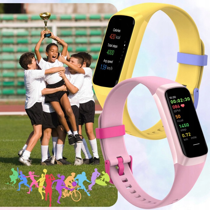 Zegarek dziecięcy SMARTWATCH AMOLED SMARTBAND FIT SMS KROKI PULS TERMOMETR