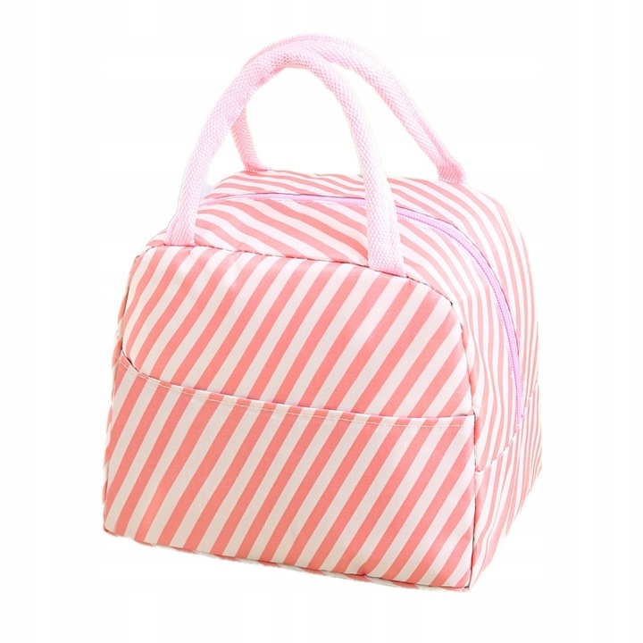 Torebka Termiczna LUNCH BOX Izolowana Na Jedzenie Błękitna Różowe Flamingi