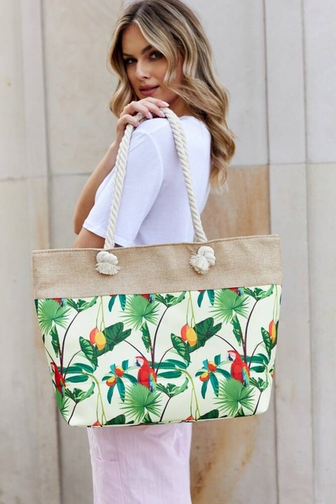 Torba Plażowa Duża Zapinana Na Zamek Torebka Shopper z Podszewką Piknik XXL