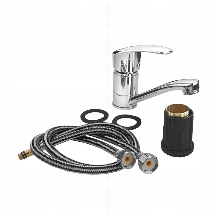 Bateria umywalkowa stojąca kran do umywalki zlewu chromowa niska VETTÄ