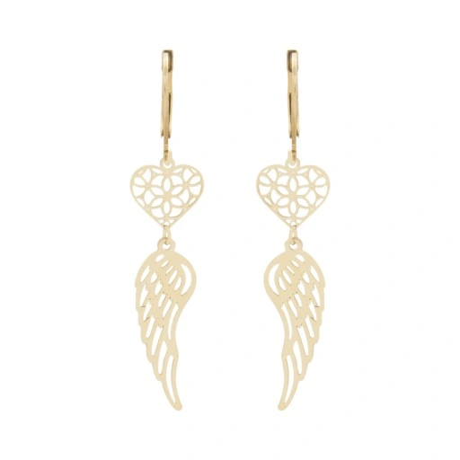 Wiszace kolczyki skrzydla ANIOLA SERCE stal chirur