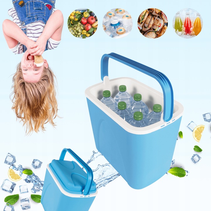 LODÓWKA TURYSTYCZNA 24L na WKŁADY MROŻĄCE niebieska do AUTA kampera PODRÓŻY