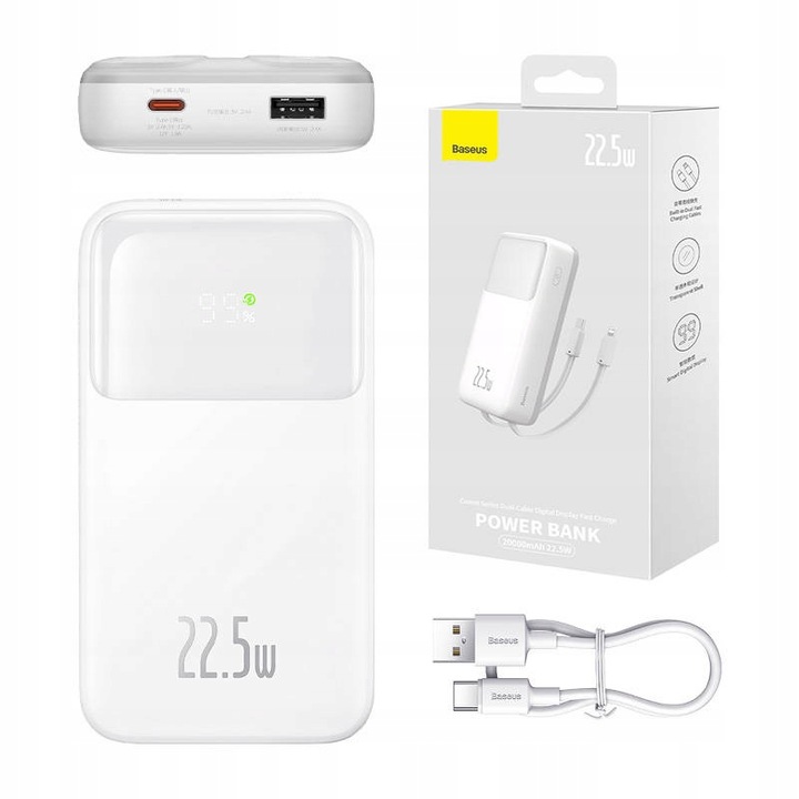 BASEUS POWERBANK 20000MAH 22.5W USB-A USB-C DO TELEFONU KABEL USB TYP C