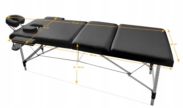 Łóżko Stół Masażu Składany Przenośny Aluminiowy 3 Segmentowy Leżanka
