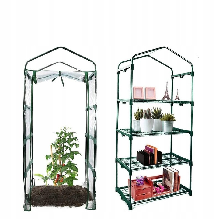 MINI SZKLARNIA FOLIA BALKONOWA 4 Półki 160x70x50cm Rośliny Kwiaty Sadzonki