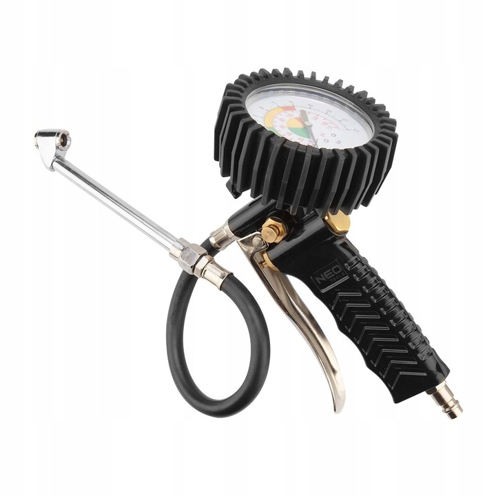 NEO PISTOLET DO POMPOWANIA KÓŁ Z MANOMETREM DŁUGA KONCÓWKA 12 BAR 14-716