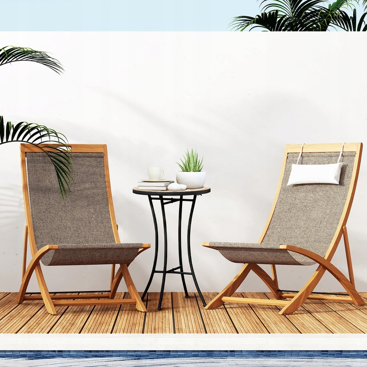 Meble Balkonowe Zestaw dla 2 Osób 1 Stół + 2 Krzesła Alu Czarny