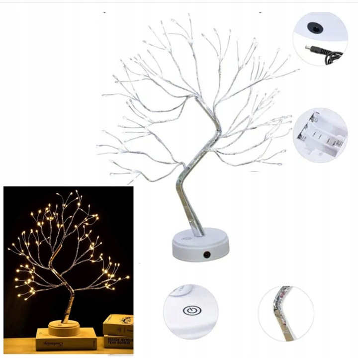 DRZEWKO ŚWIĄTECZNE OZDOBNE ŚWIECĄCE LED 50 CM LAMPKA NOCNA DEKORACJA USB