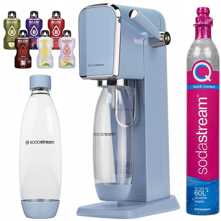 SATURATOR SODASTREAM ART NIEBIESKI JEDNA BUTELKA NABÓJ + DODATKI