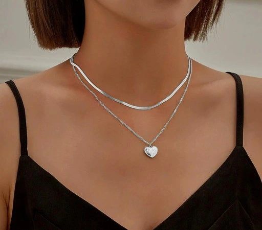 Naszyjnik lancuszek srebrne serduszko CELEBRYTKA