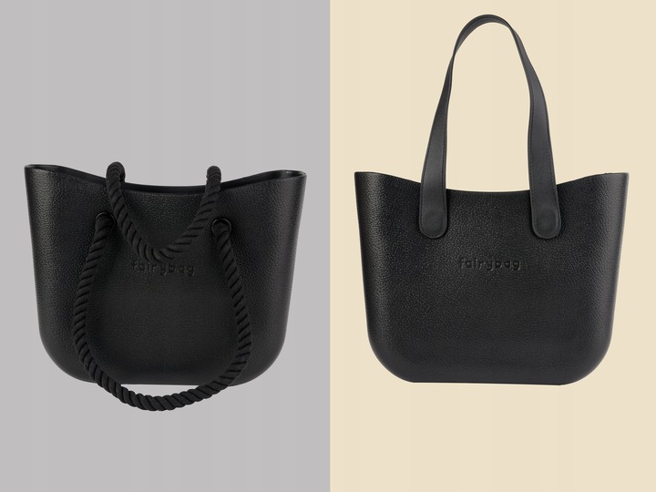 TOREBKA DAMSKA TORBA NA RAMIĘ GUMOWA JELLYBAG 2 ZESTAWY RĄCZEK CZARNA