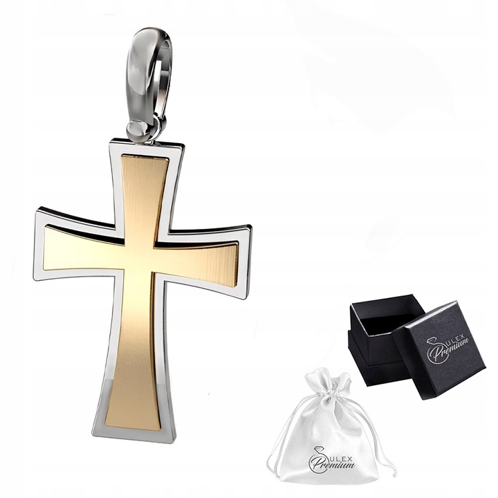 Krzyżyk Męski Srebrny Pozłacany Rodowany Elegancki Wysoka Jakość Srebro 925