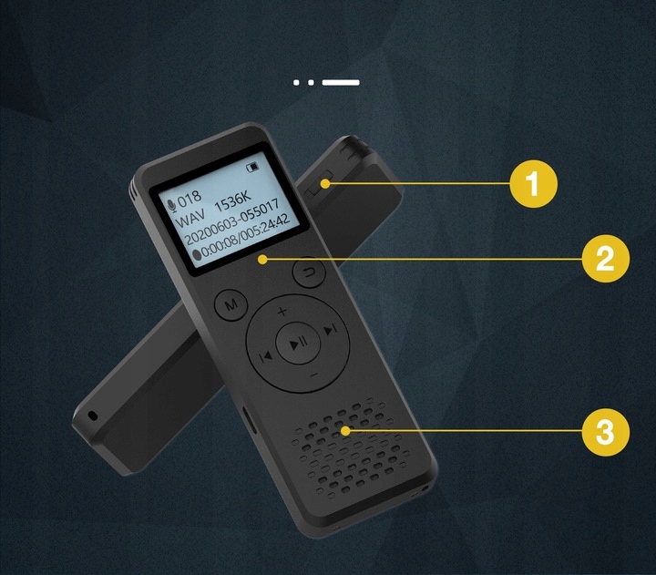 DYKTAFON Szpiegowski PODSŁUCH Dziennikarski 8GB 1536Kbps 110godzin 1.8cala