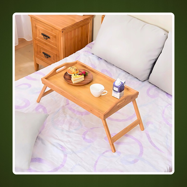 STOLIK ŚNIADANIOWY POD LAPTOPA DO ŁÓŻKA DREWNIANY SKŁADANY NA PREZENT TACA