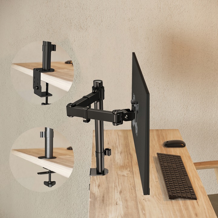 Regulowany Uchwyt Biurkowy do Monitora LCD 13"-27" Solidny Certyfikowany