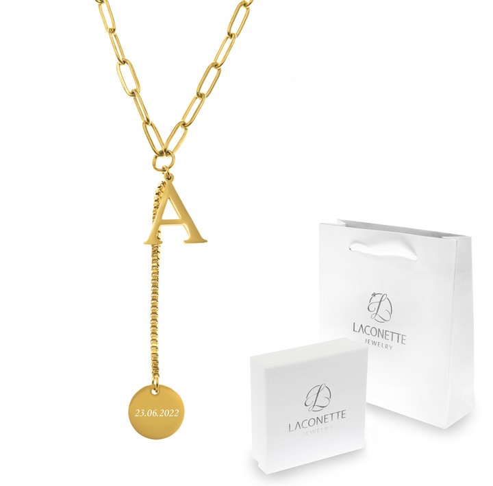 NASZYJNIK ZŁOTY CELEBRYTKA Z LITERKĄ A, GRAWER