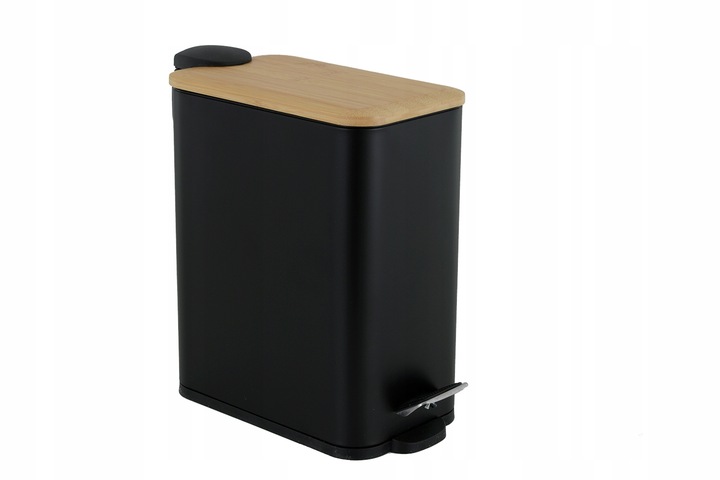 Kosz na śmieci łazienkowy 5l bambus WOLNY OPAD do łazienki WC czarny kuchni