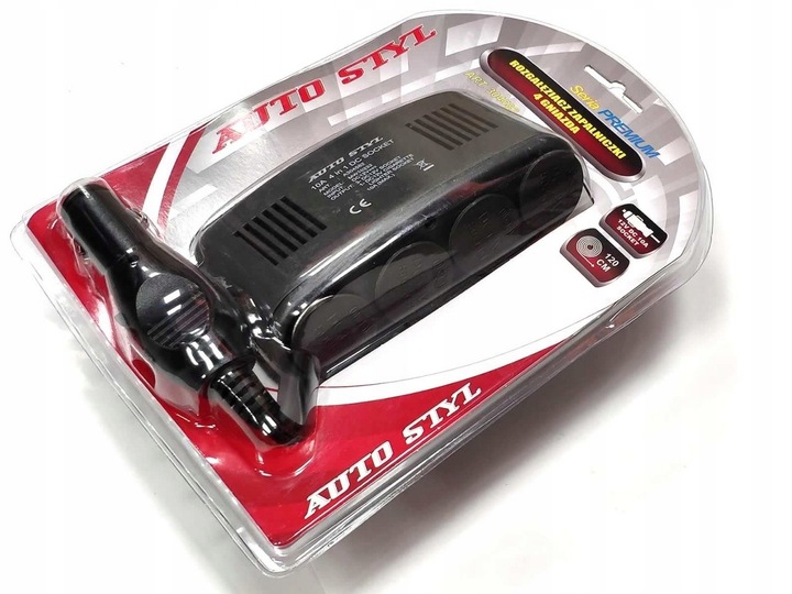 Rozgałęziacz zapalniczki 4 gniazda 10A kabel 120cm