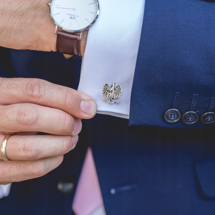 SPINKI do MANKIETÓW KOSZULI pr. 925 ORZEŁ POLSKI PREZENT dla OFICERA