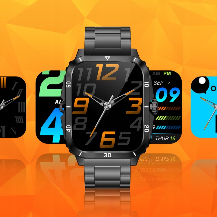 Smartwatch Zegarek Męski Wodooporny PL Menu Rozmowy Smart Watch 3 Paski