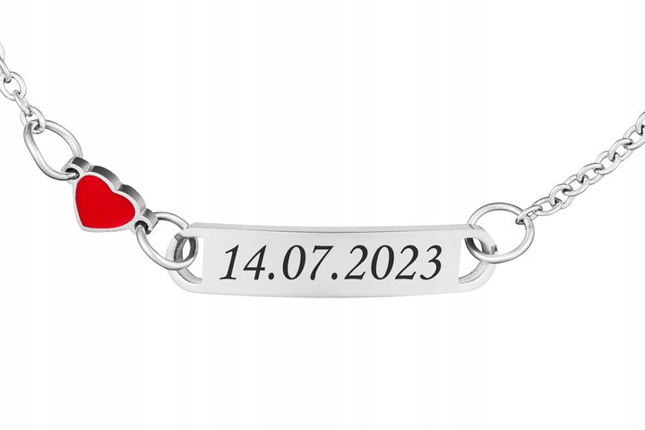 Bransoletka Srebrna SERCE GRAWER dla Dziecka S1Prezent dla Córki Wnuczki