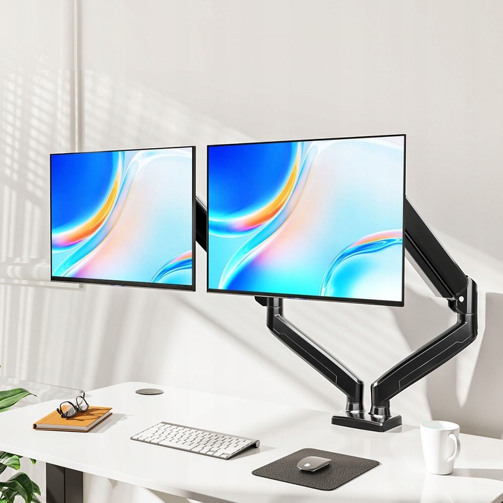 Regulowany PODWÓJNY Uchwyt Biurkowy do Monitora WIESZAK DWA Monitory 13-32"