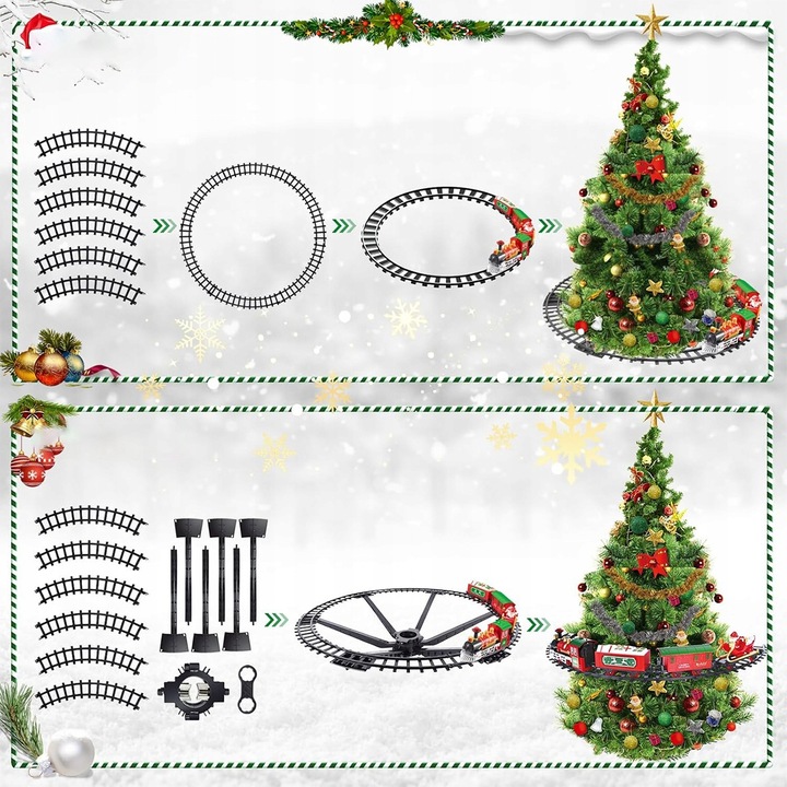 Pociąg świąteczny oświetlenie dźwięk KOLEJKA tory Lokomotywa + 4 wagony