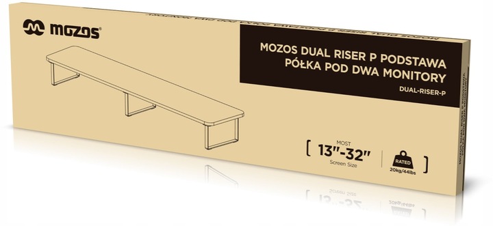 Stolik podstawka półka pod dwa monitory MOZOS DUAL RISER P BRĄZOWA