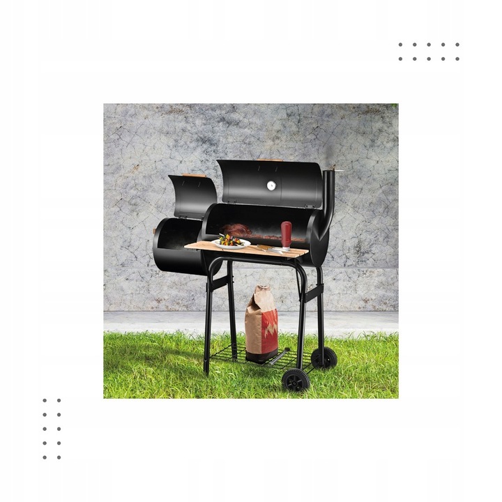 GRILL WĘGLOWY OGRODOWY WĘDZARNIA MARK ADLER ROAST 7.0 NA KÓŁKACH TERMOMETR