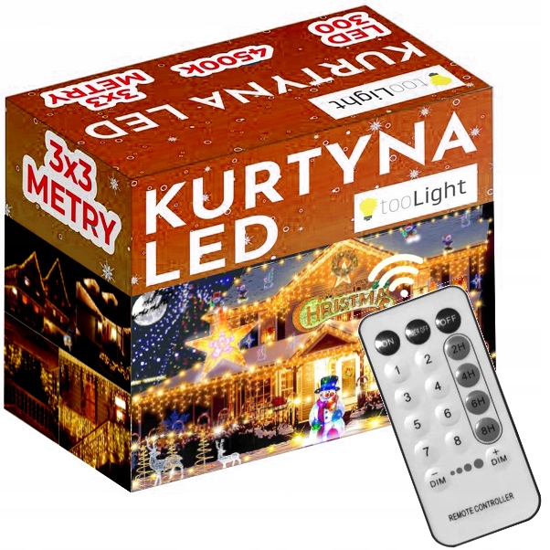 KURTYNA LAMPKI LED 304 szt. CHOINKOWE NA PILOT 230V NA ZEWNĄTRZ I WEWNĄTRZ