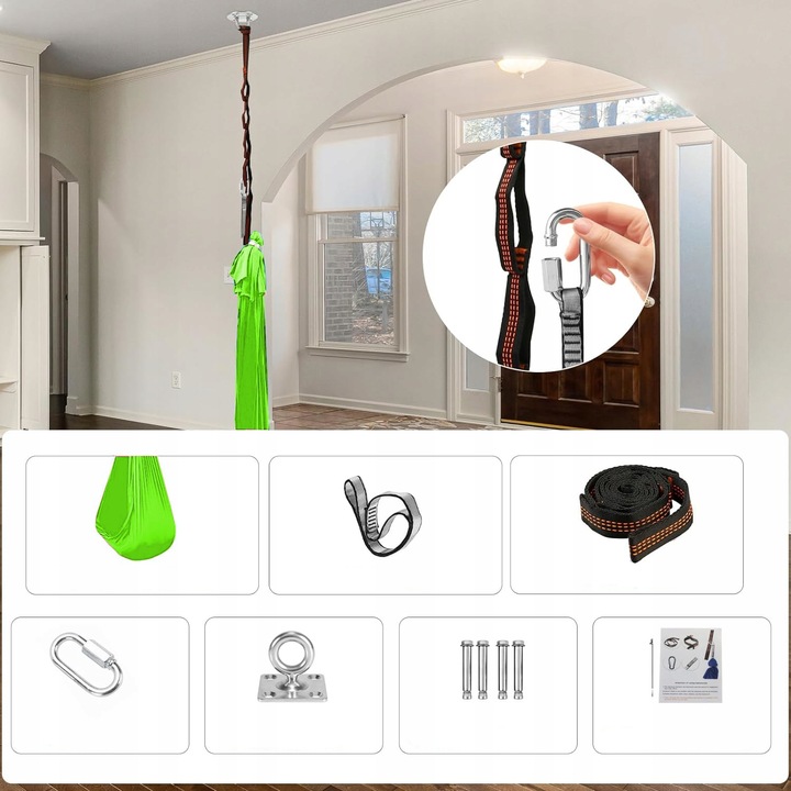 HUŚTAWKA DLA DZIECI HAMAK CHUSTA SENSORYCZNA AKROBATYCZNA JOGA + MOCOWANIE