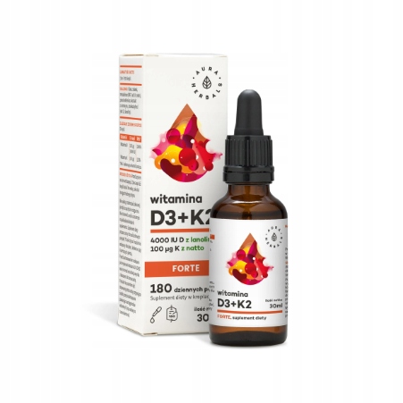 Aura Herbals Witamina D3 4000 IU + K2 FORTE (30ml)