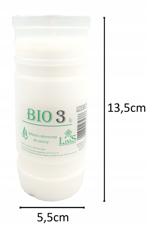 Wkłady do zniczy Parafinowe Bio 3 Linis 3dni