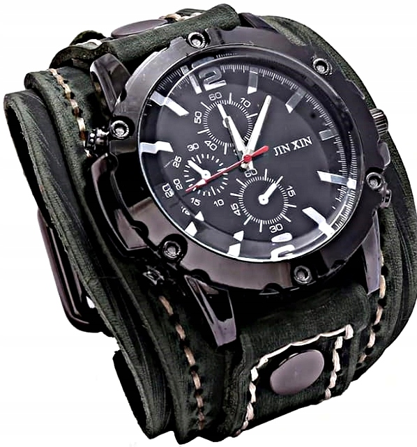 MD camel zegarek męski skóra naturalna szeroki pasek styl casual retro