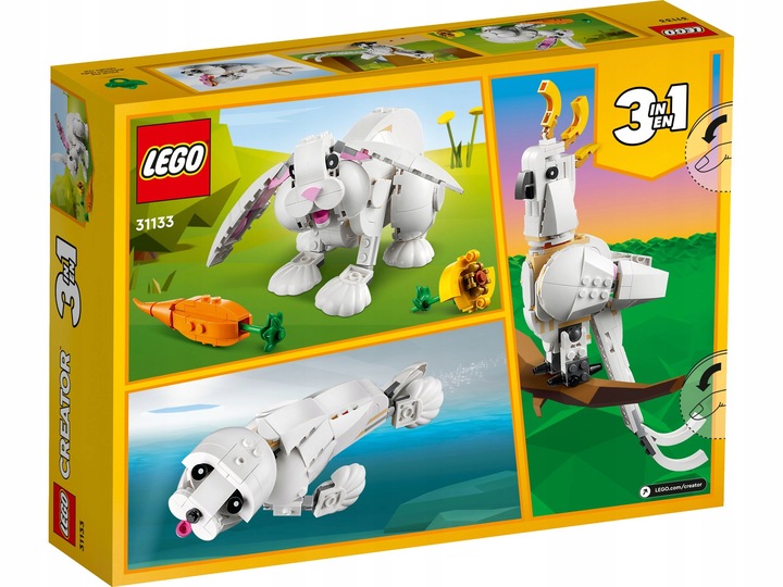LEGO Jednorożec 31140 + Biały Królik 31133 Creator 3w1 ZWIERZĘTA Paw 3 w 1