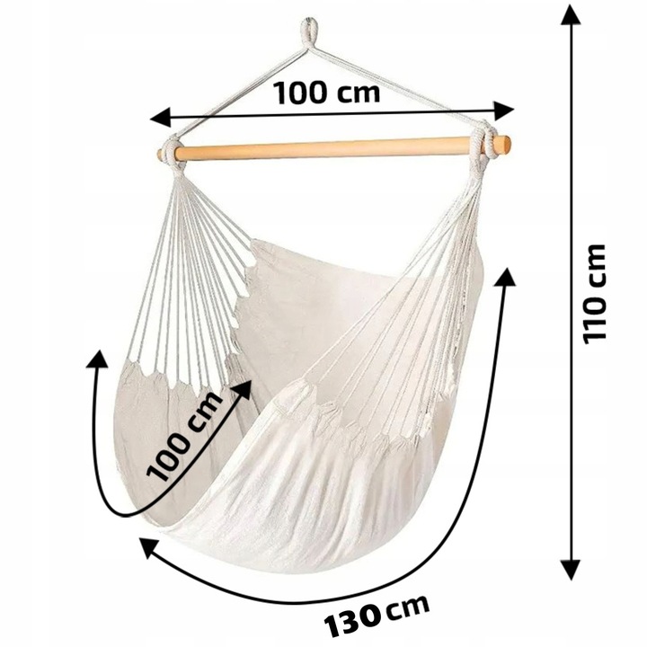 FOTEL WISZĄCY OGRODOWY BUJANY KOKON KRZESŁO BRAZYLIJSKIE HUŚTAWKA BOHO BEŻ