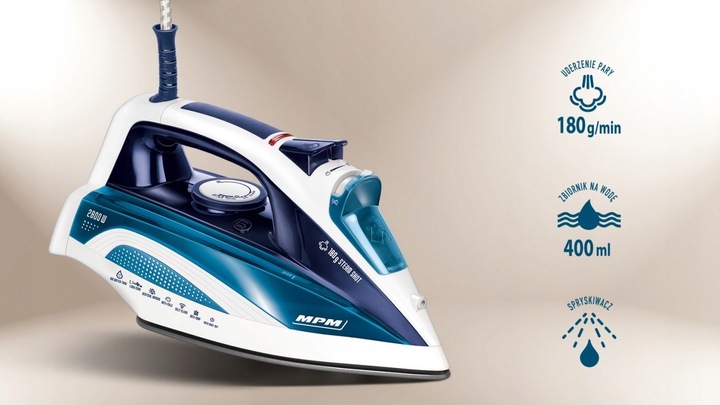 Żelazko parowe stopa ceramiczna duża moc MPM MZE-21/NS