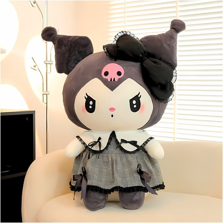 HELLO KITTY KUROMI MASKOTKA PLUSZAK ZABAWKA CZARNA SUKIENKA KOTEK 25CM