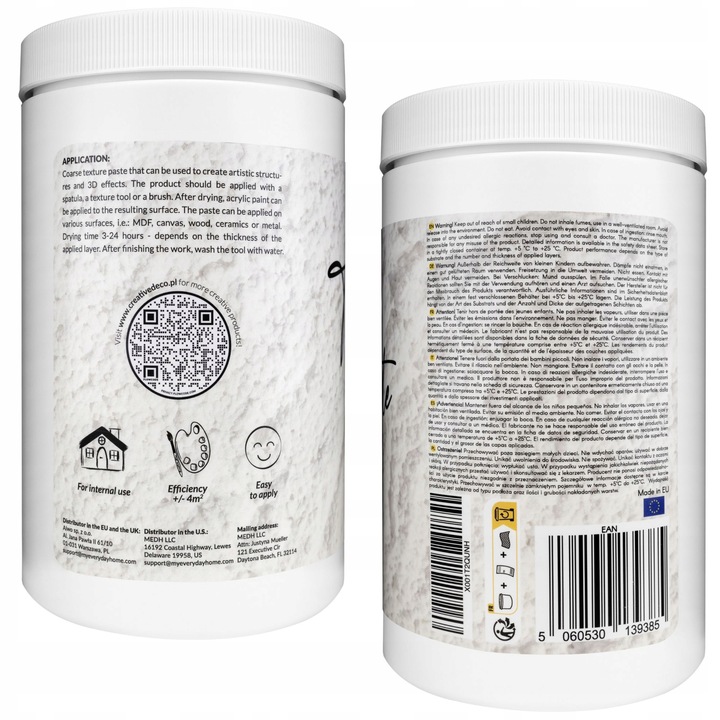 Pasta strukturalna gruboziarnista biała do struktur i efektów 3D 2kg