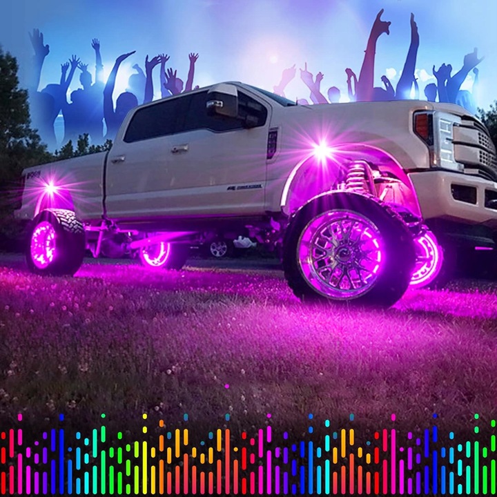 PODŚWIETLENIE PODWOZIA LED RGB LAMPKI POD SAMOCHÓD AUTO 8szt + PILOT APPka