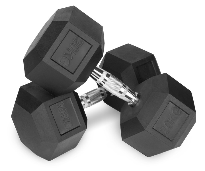 Hantle stałe 1x20kg żeliwne gumowane 20kg HEX do treningu SOLIDNE