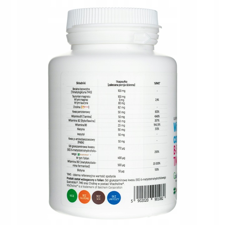 Aliness Witamina B Complex B-50 METHYL TMG PLUS STRES PAMIĘĆ vege 100 kaps