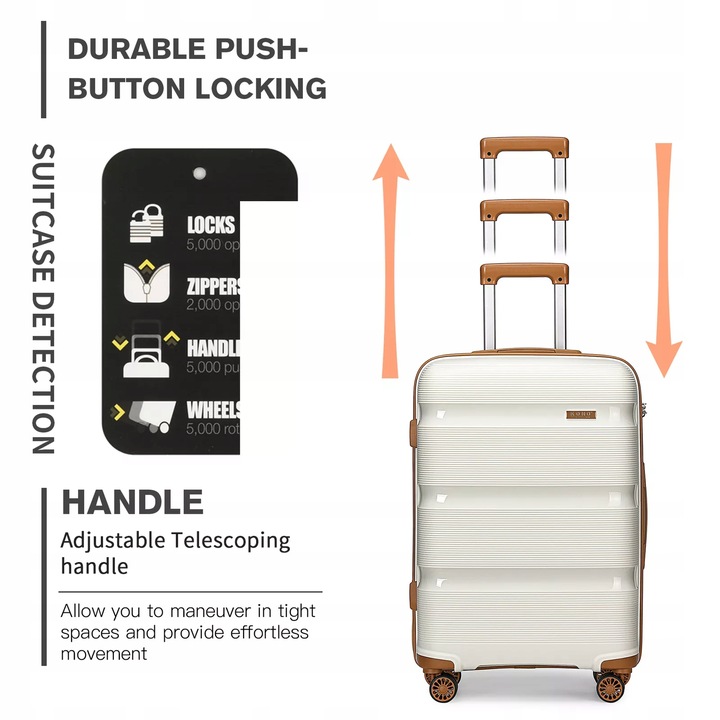 Jasna walizka PP z twardą skorupą Bagaż kabinowy ręczny z zamkiem TSA