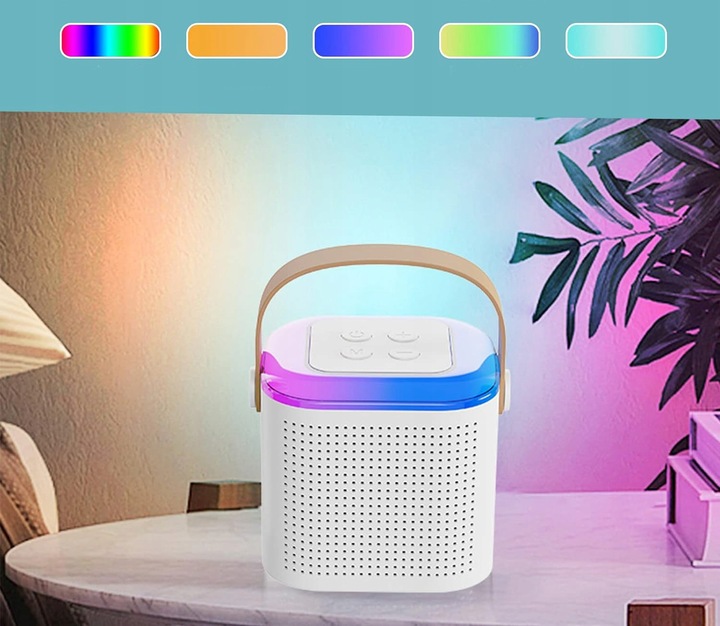 MINI MASZYNA DO KARAOKE PRZENOŚNY Z 2 MIKROFONAMI BEZPRZEWODOWYMI