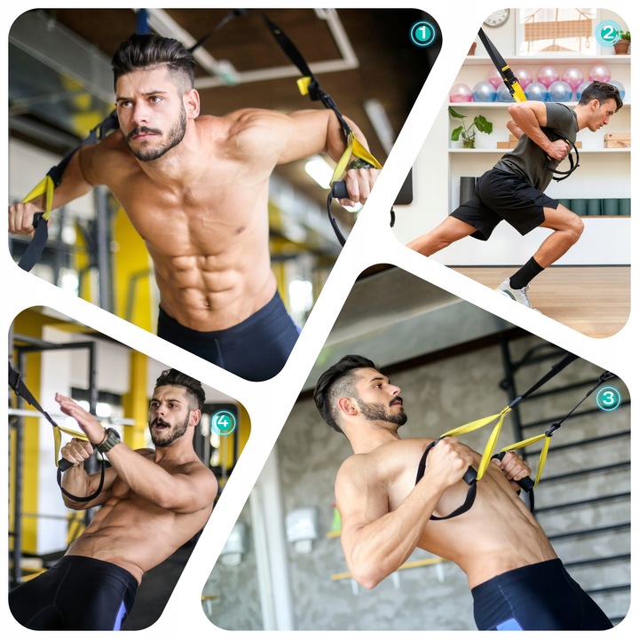 TAŚMY DO ĆWICZEŃ TRX CROSSFIT PASY TRENINGOWE Z AKCESORIAMI WYSOKA JAKOŚĆ