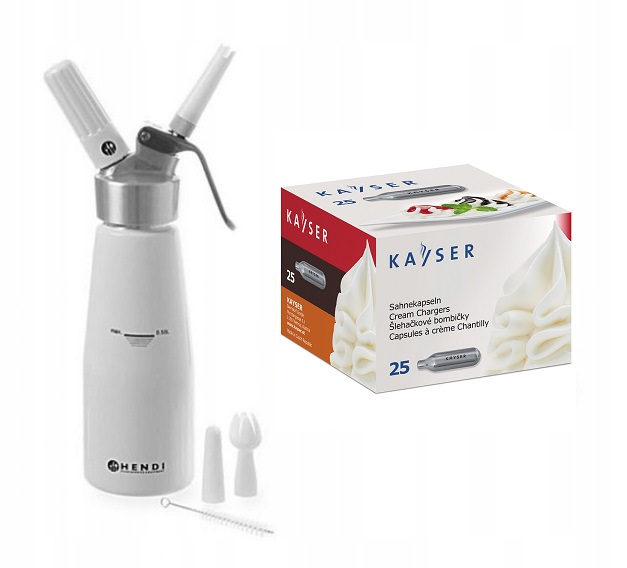 SYFON DO BITEJ ŚMIETANY HENDI 0,25L.+25 NABOJE N2O