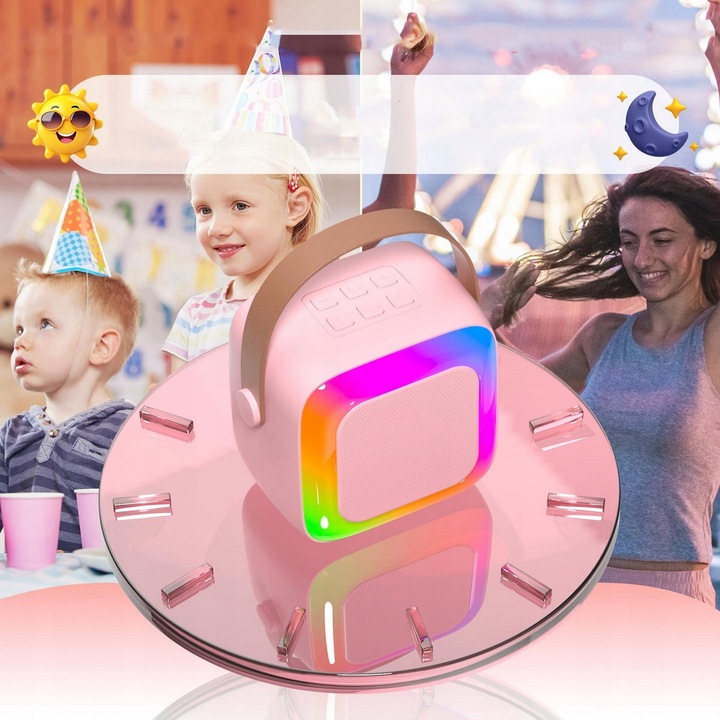 2 MIKROFONY USB JACK GŁOŚNIK PRZENOŚNY ZESTAW DO KARAOKE RGB BLUETOOTH