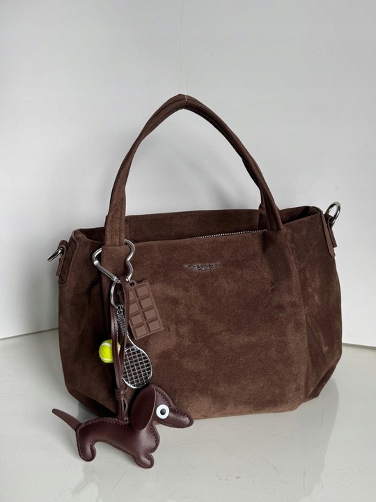 Torba Flora&Co torebka czekoladowa zamsz zamszowa eco brązowa shopper viral