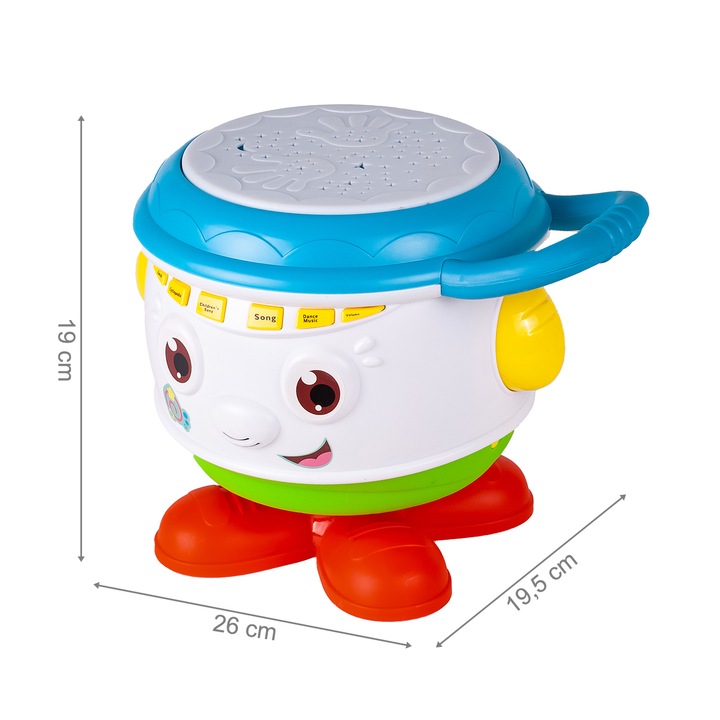 BĘBENEK MUZYCZNY INTERAKTYWNY OBROTOWY DLA DZIECI ŚWIATŁO ŚMIECH DZIECKA