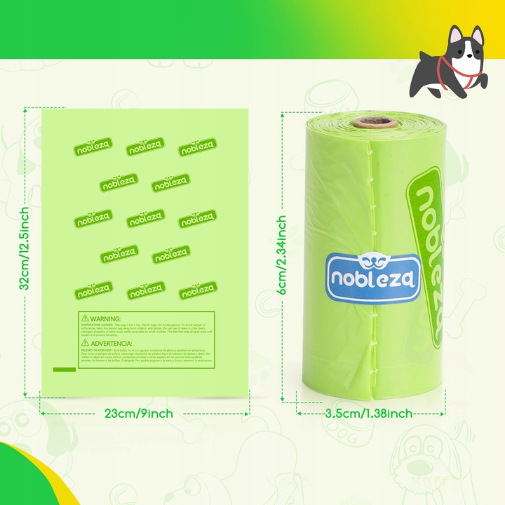 WORECZKI Na Psie Odchody BIODEGRADOWALNE 540 szt+dozownik